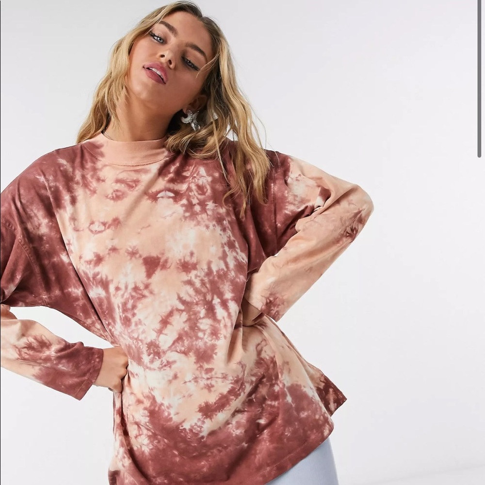 Free People Be Free Tie Dye Oversized Long Sleeve T-Shirt